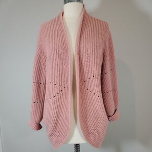 Pink Open-Front Cardigan